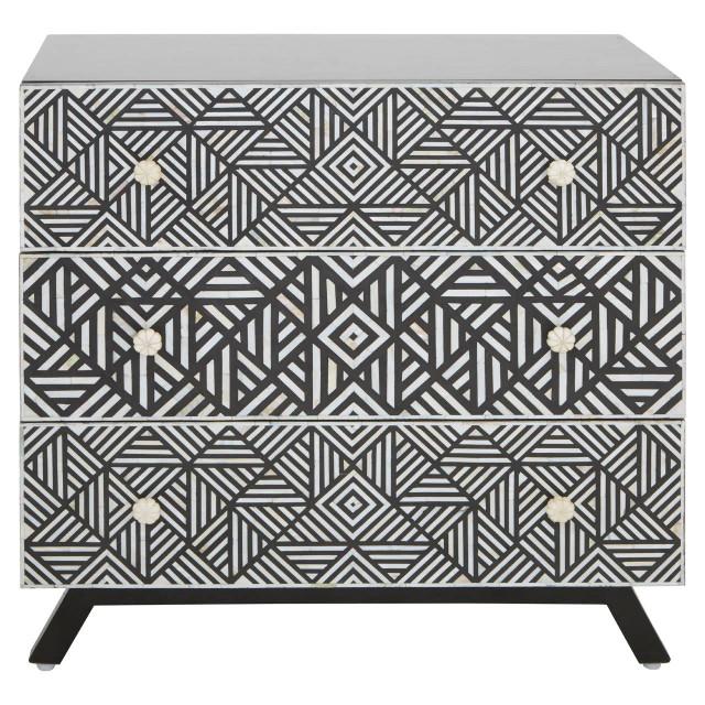 Premier Housewares Fusion Black And Mother Of Pearl Chest Of 3 Drawers