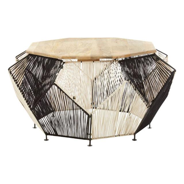 Premier Housewares Fusion Black And Silver Woven Hexagon Coffee Table