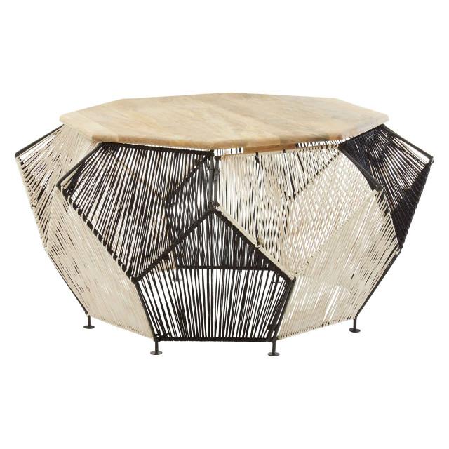 Premier Housewares Fusion Black And Silver Woven Hexagon Coffee Table