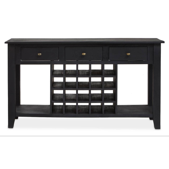 Premier Housewares Fusion Black Mango Wood Console Table With Wine Storage