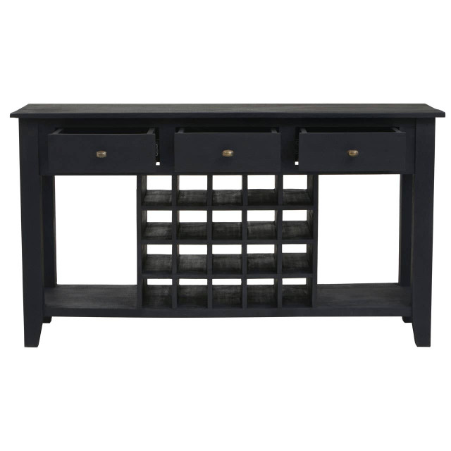 Premier Housewares Fusion Black Mango Wood Console Table With Wine Storage