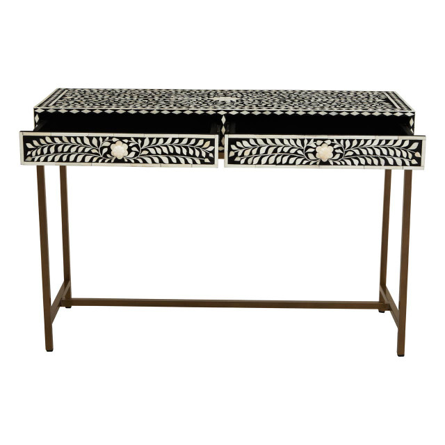 Premier Housewares Fusion Bone Inlay Console Table With 2 Drawers