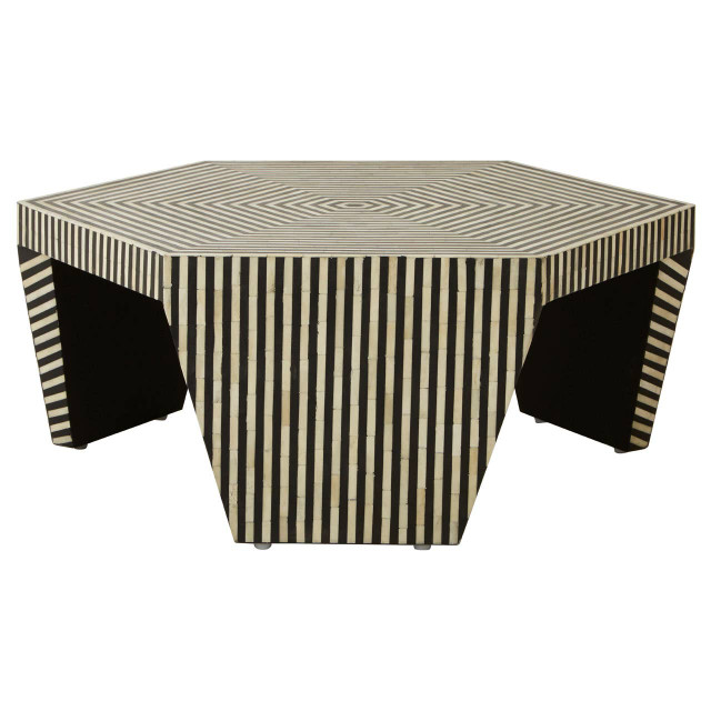 premier housewares Fusion Striped Bone Inlay Coffee Table