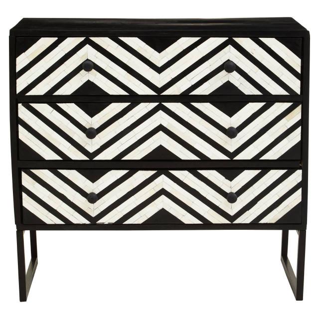 Premier Housewares Fusion Three Drawer Chest With Bone Inlay