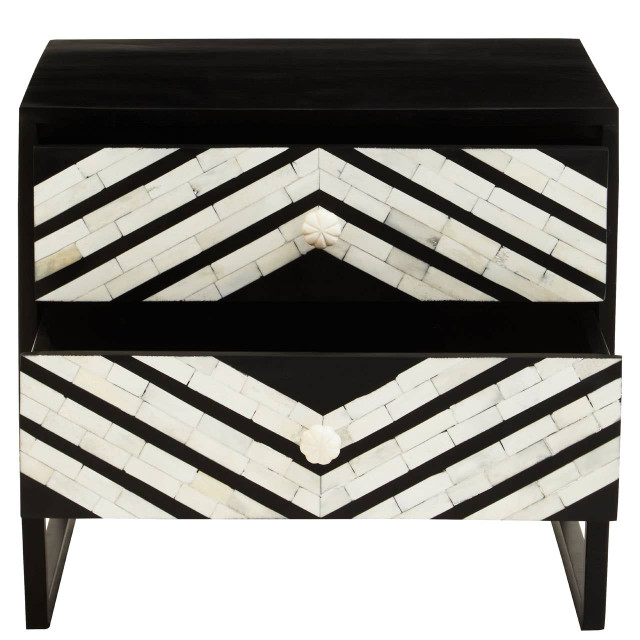 Premier Housewares Fusion Two Drawer Side Tables With Bone Inlay
