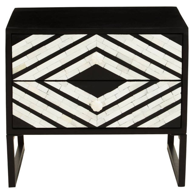 premier housewares Fusion Two Drawer Side Tables with Bone Inlay