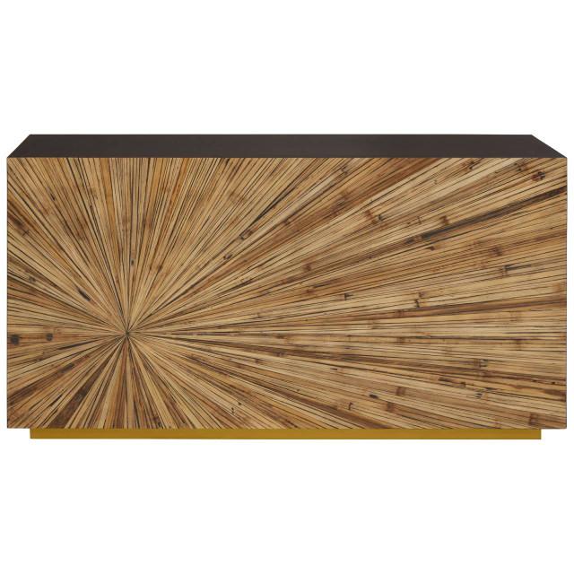 premier housewares Gabelle Ebony and Natural Bamboo Console Table