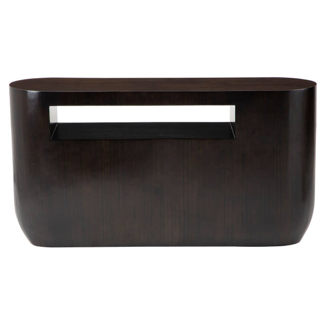 Premier Housewares Gabelle Oval Ebony Bamboo Console Table
