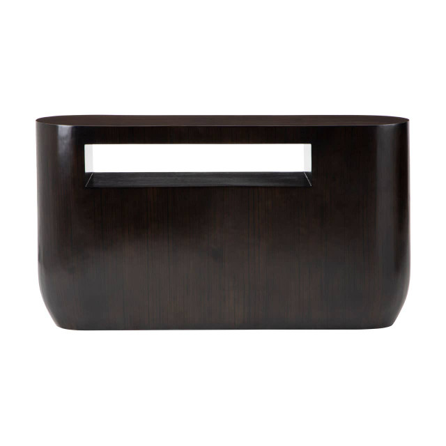 premier housewares Gabelle Oval Ebony Bamboo Console Table