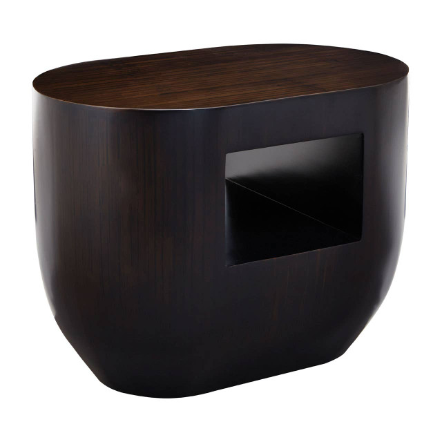 Premier Housewares Gabelle Oval Ebony Bamboo Side Table