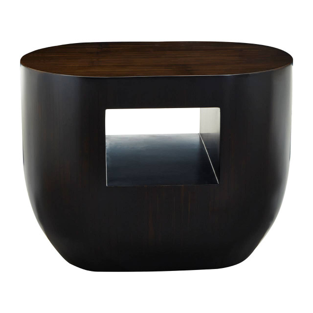 premier housewares Gabelle Oval Ebony Bamboo Side Table