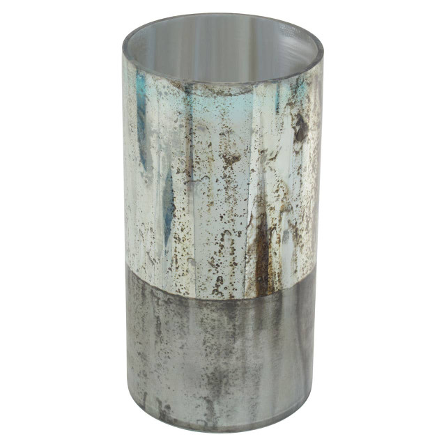 Premier Housewares Gaia Large Glass Vase In Metallic Antique Finish