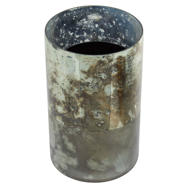 Premier Housewares Gaia Medium Glass Vase In Metallic Antique Finish