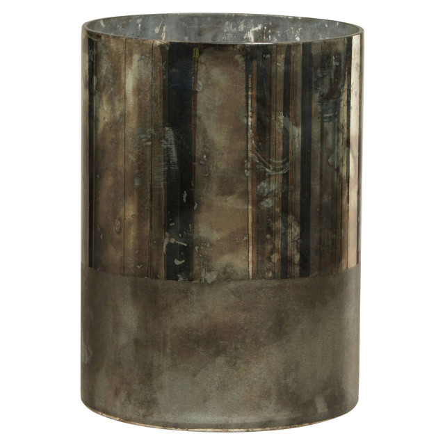 Premier Housewares Gaia Small Glass Vase In Metallic Antique Finish