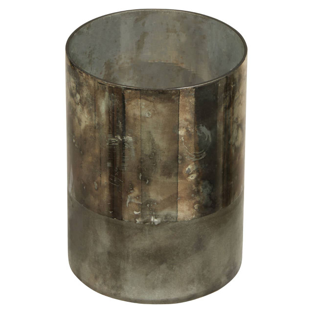 Premier Housewares Gaia Small Glass Vase In Metallic Antique Finish