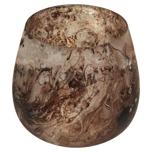 Premier Housewares Garan Brown Marble Effect Small Candle Holder