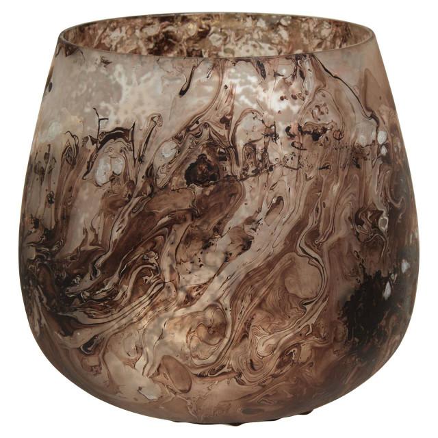 premier housewares Garan Brown Marble Effect Small Candle Holder