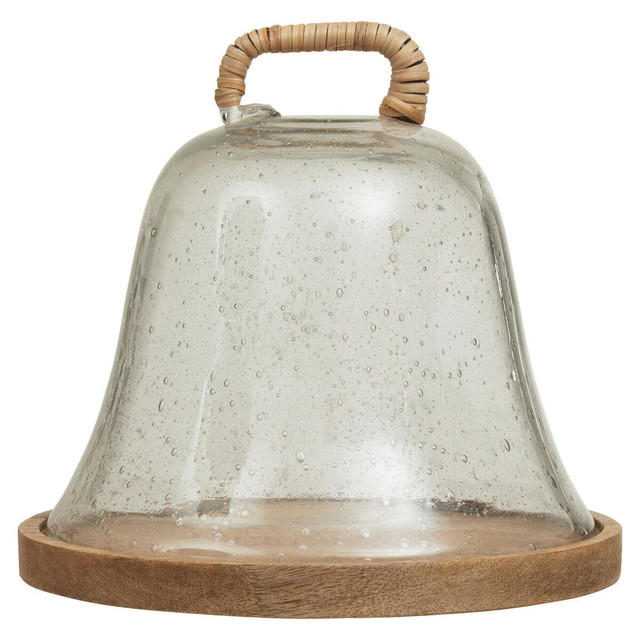 Premier Housewares Garner Glass Cheese Dome With Mango Wood Base