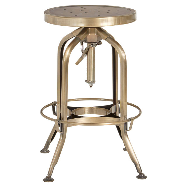 Premier Housewares Gator Brass Finish Adjustable Bar Stool