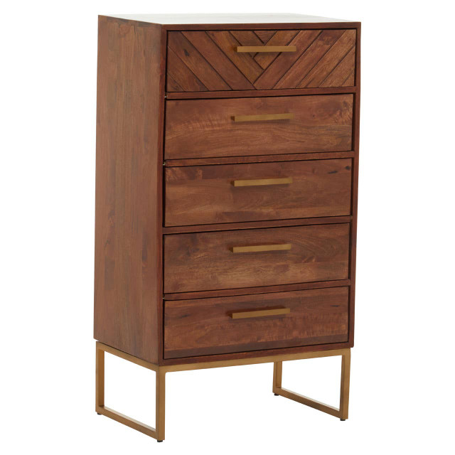 Premier Housewares Gaya Mango Wood Chest Of 5 Drawers