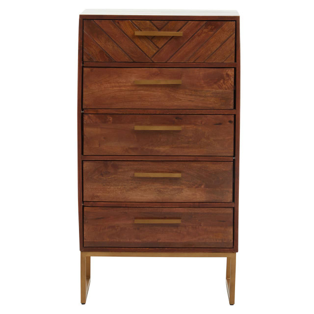 premier housewares Gaya Mango Wood Chest of 5 Drawers