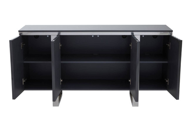 Premier Housewares Genoa Four Door Grey Gloss Finish Sideboard
