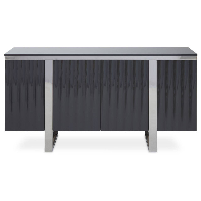 premier housewares Genoa Four Door Grey Gloss Finish Sideboard