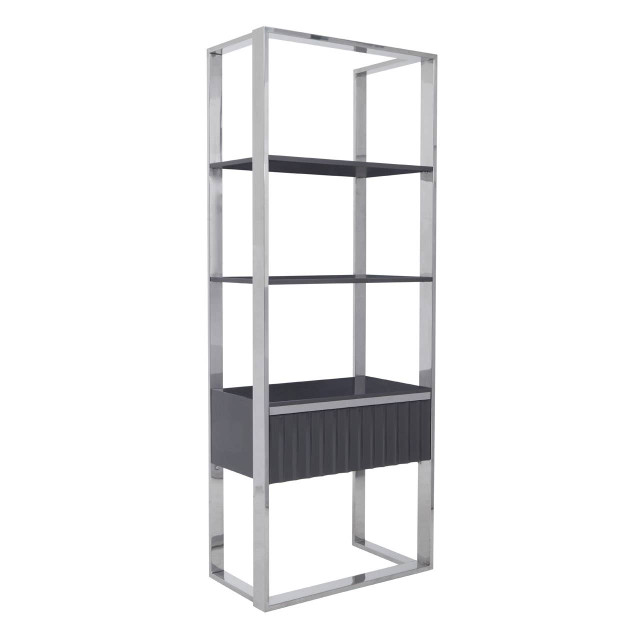 Premier Housewares Genoa Grey And Stainless Steel Shelf Unit