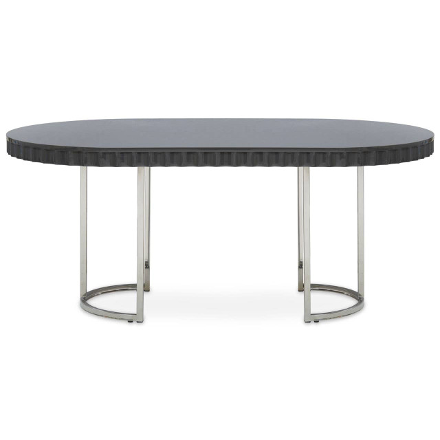 Premier Housewares Genoa Grey Gloss Finish Oval Dining Table