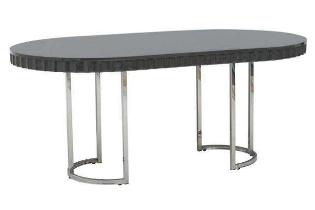 Premier Housewares Genoa Grey Gloss Finish Oval Dining Table