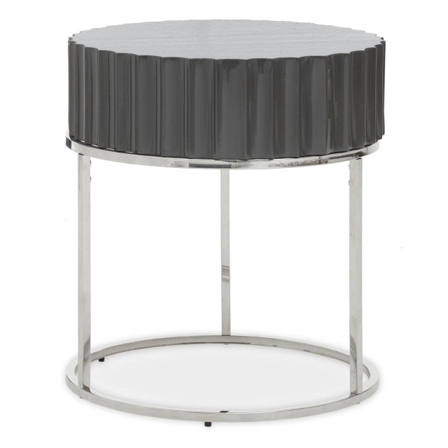 Premier Housewares Genoa Grey Gloss Finish Round Side Table