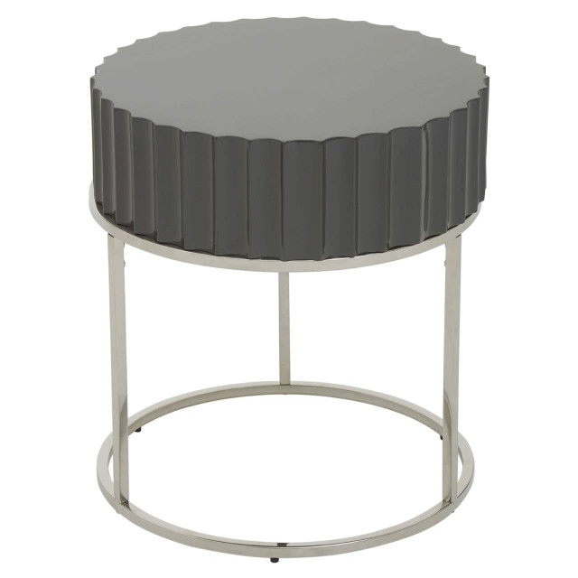 Premier Housewares Genoa Grey Gloss Finish Round Side Table
