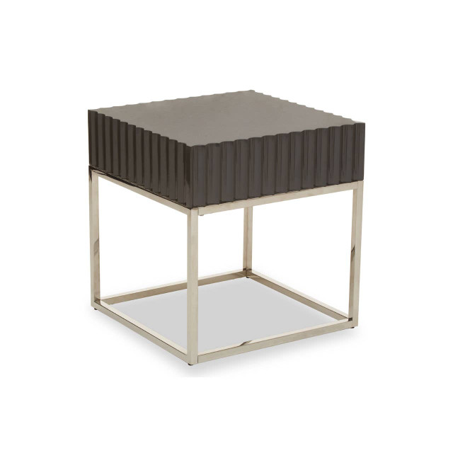 Premier Housewares Genoa Grey Gloss Finish Square Side Table