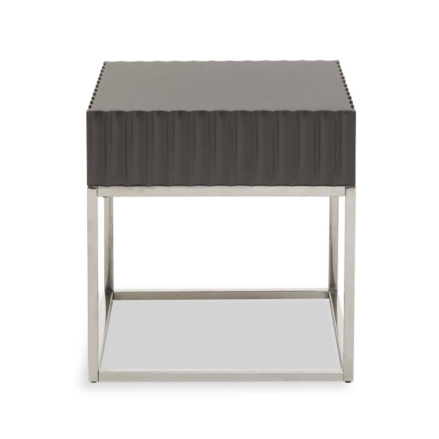 premier housewares Genoa Grey Gloss Finish Square Side Table