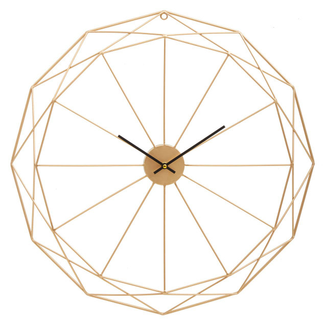 Premier Housewares Genova Geometric Gold Metal Wall Clock