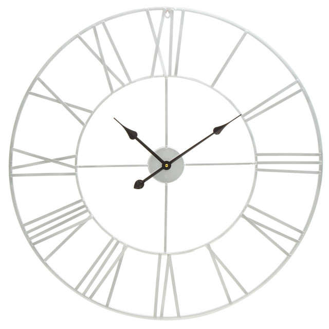 Premier Housewares Genova Silver Metal Roman Numeral Wall Clock