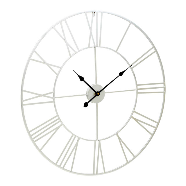 Premier Housewares Genova Silver Metal Roman Numeral Wall Clock