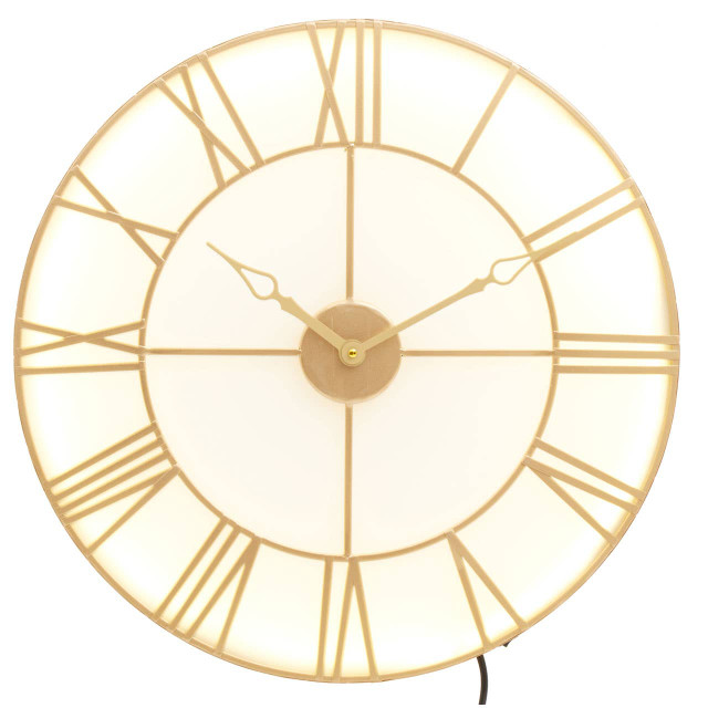 premier housewares Genova Small Gold And White LED Wall Clock