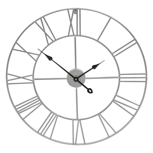Premier Housewares Genova Small Silver Metal Roman Numeral Wall Clock
