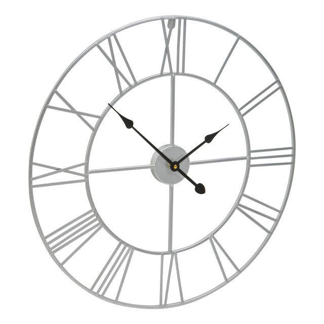Premier Housewares Genova Small Silver Metal Roman Numeral Wall Clock