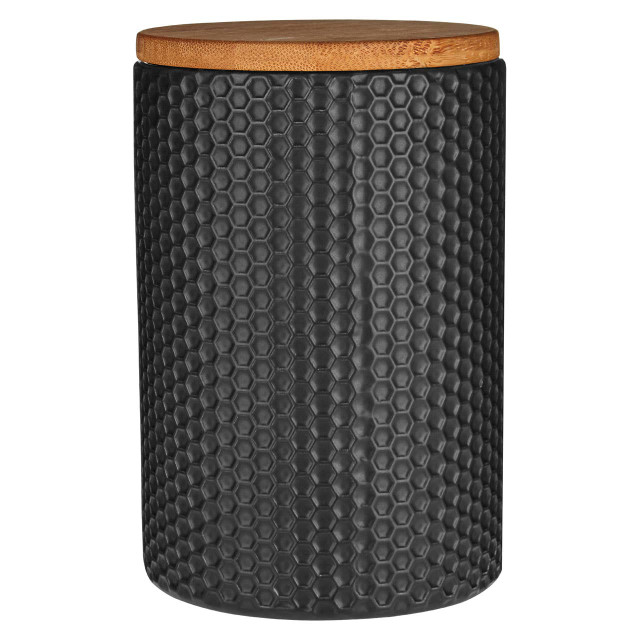 premier housewares Geome 750ml Black Canister with Bamboo Lid