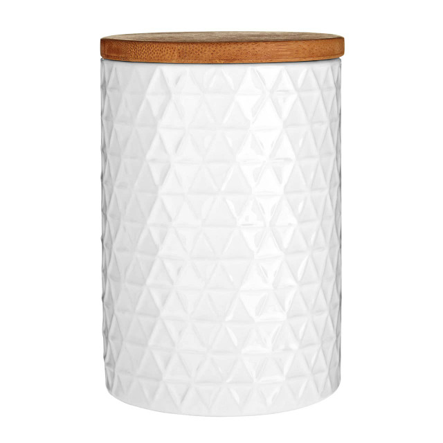 premier housewares Geome 750mlWhite Canister with Bamboo Lid