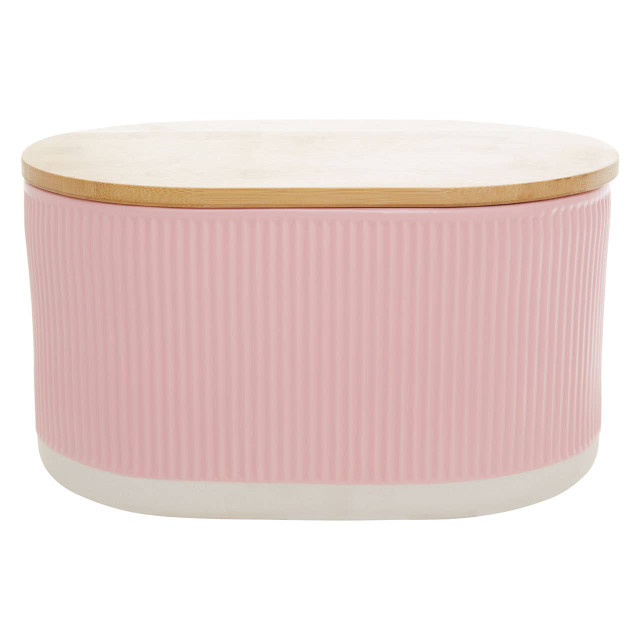 premier housewares Geome Pink Bread Bin in Stoneware