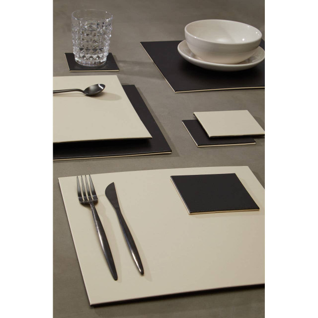 Premier Housewares Geome Reversible Black And Cream Placemat And Coaster Set Of 4