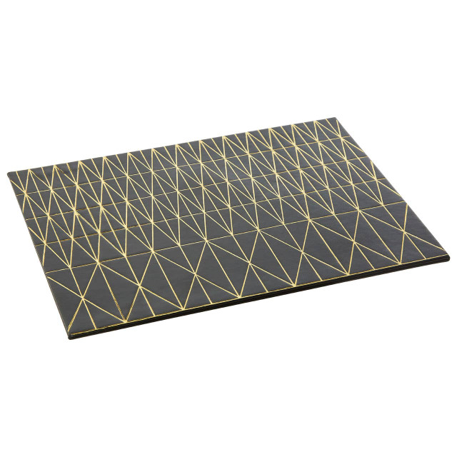 Premier Housewares Geome Set Of 4 Leather Effect Black And Gold Prism Placemats