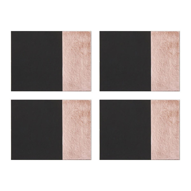 Premier Housewares Geome Set Of 4 Leather Effect Black And Rose Gold Placemats