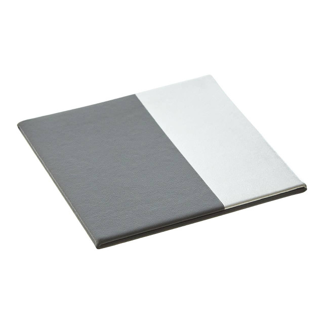 Premier Housewares Geome Set Of 4 Leather Effect Grey And Silver Coasters