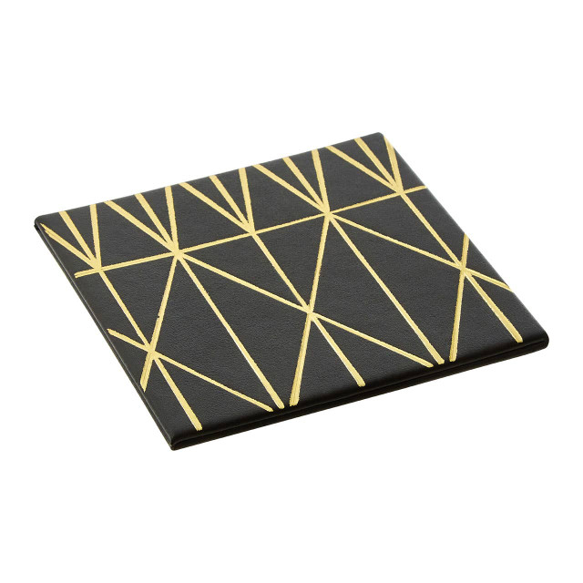Premier Housewares Geome Set Of 4 Prism Black And Gold Coasters