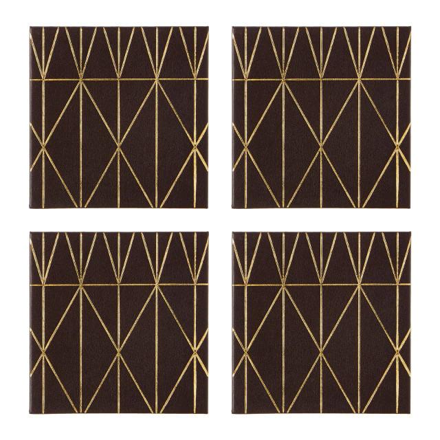premier housewares Geome Set of 4 Prism Black and Gold Coasters