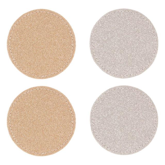 Premier Housewares Geome Set Of 4 Reversible Gold And Silver Glitter Coasters